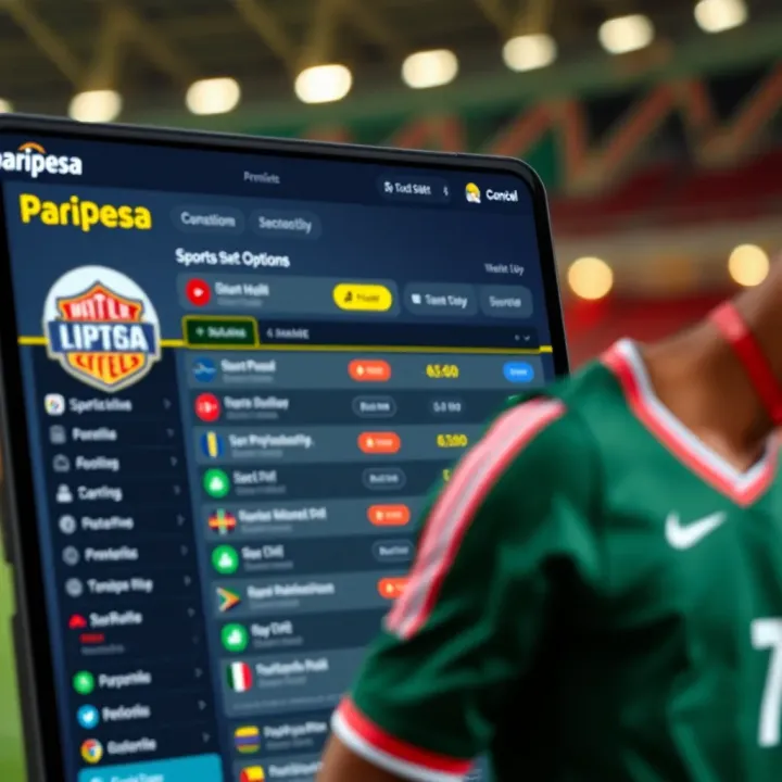 Interface showing sports betting options on Paripesa platform