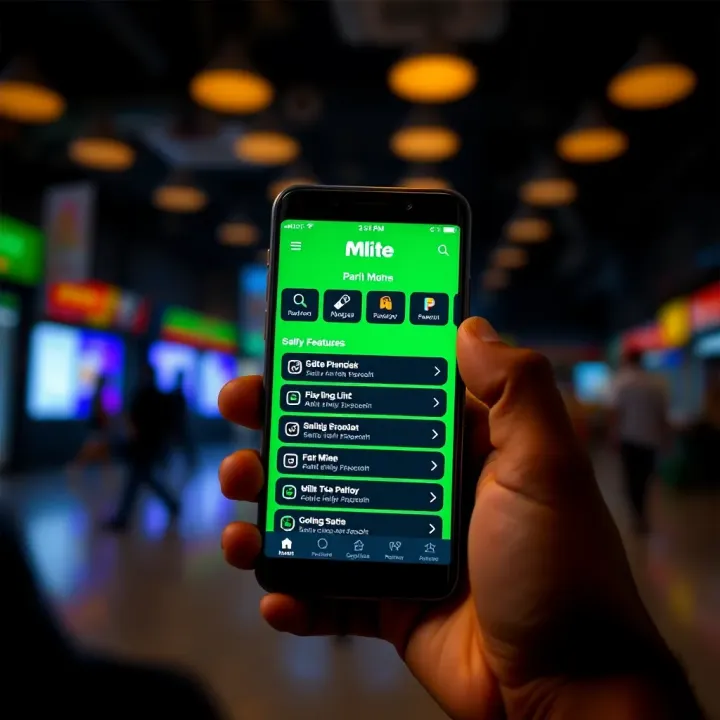Mobile smartphone showing the Mlite PariPesa app interface with digital financial options on screen