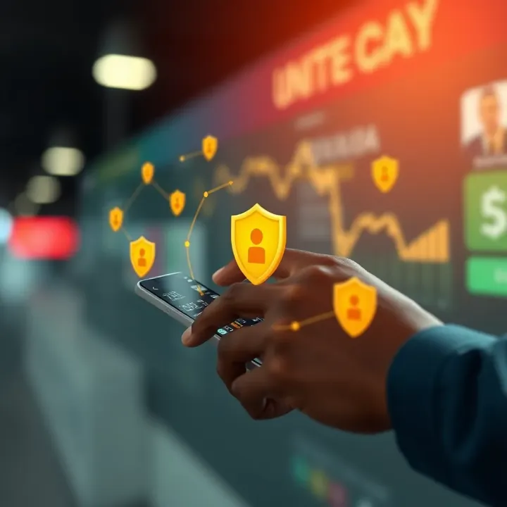 Secure Digital Transactions Powered by Mlite PariPesa for Nigerian Users Illustration of secure digital transactions with mobile devices and financial icons representing protection and reliability