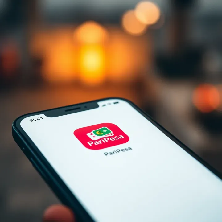 Smartphone displaying PariPesa app icon on the home screen
