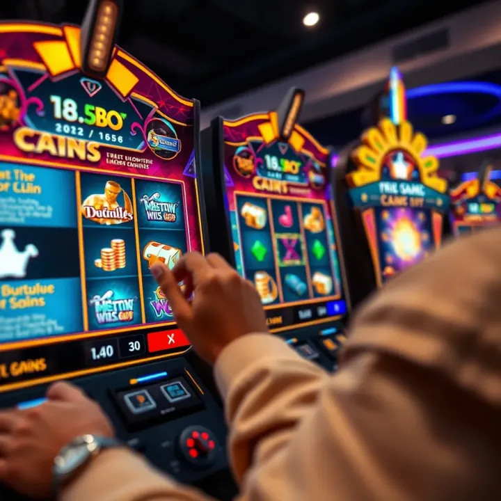 User interacting with an online slot game interface featuring dynamic features and payout information