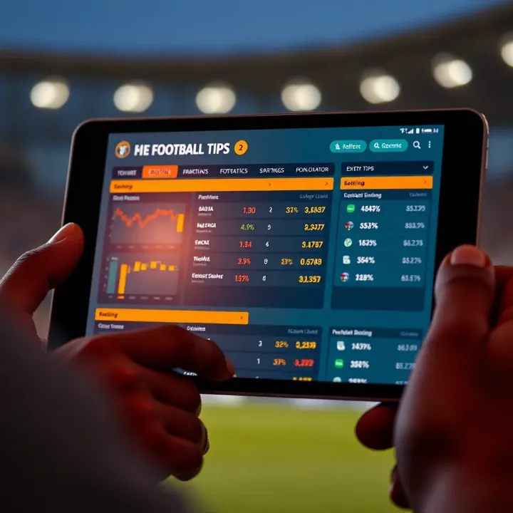 A collection of digital football betting tips and statistics displayed on a modern device screen