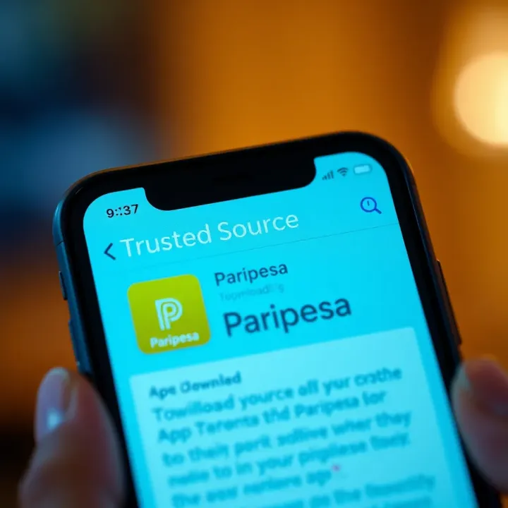 Mobile device screen displaying Paripesa app download page from a trusted source