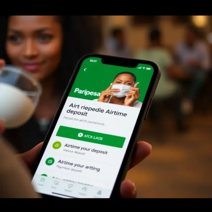 Paripesa Mobile App Interface for Airtime Deposit Mobile phone screen showing Paripesa app with airtime deposit option highlighted
