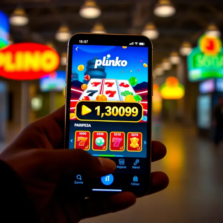Plinko Paripesa App Interface on Mobile Device Smartphone displaying Plinko Paripesa app interface with vibrant game graphics