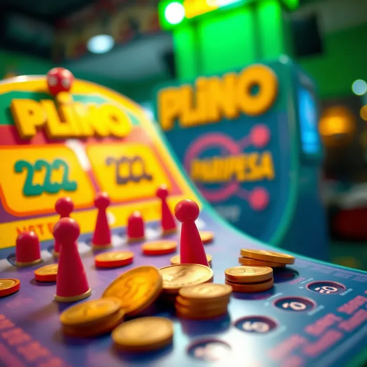 Colorful Plinko game board with pegs and winning coins illustrating gameplay excitement