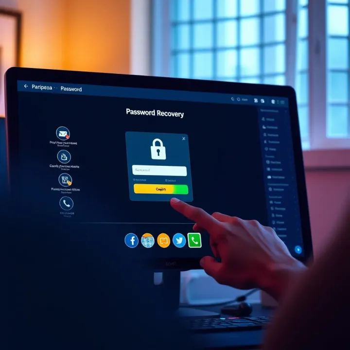 Computer screen displaying password recovery interface with security icons