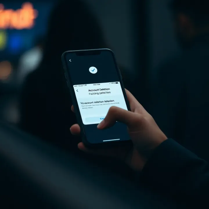 User confirming account deletion on a mobile device