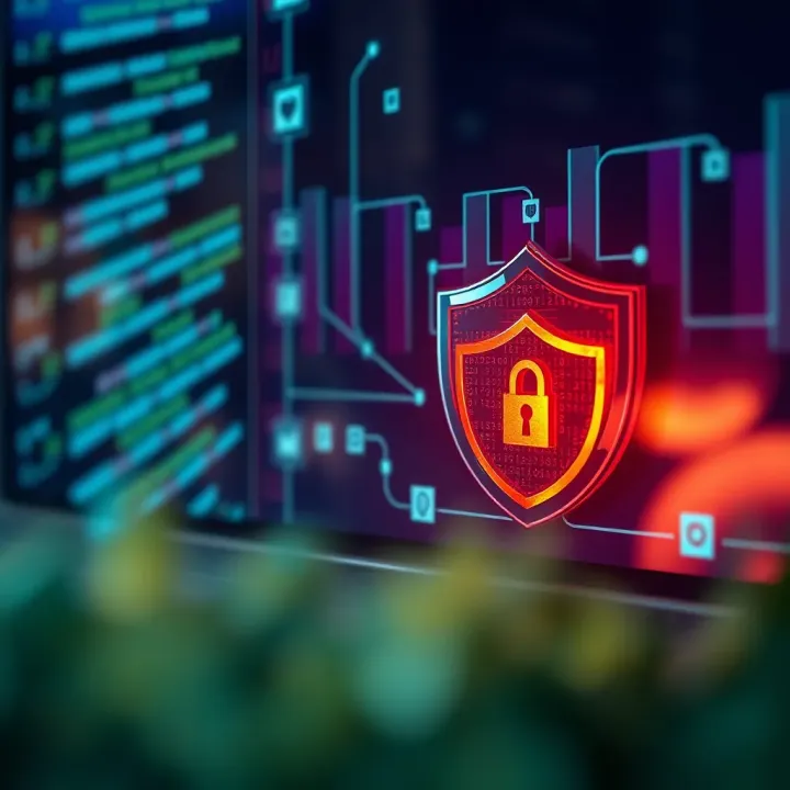 Privacy and data security concept with digital lock and shield