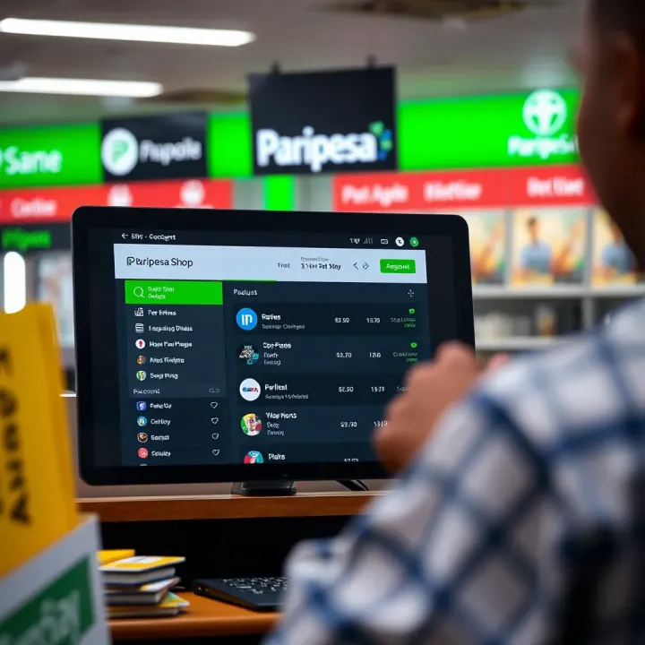 Dashboard view of Paripesa Shop displaying betting options and account features