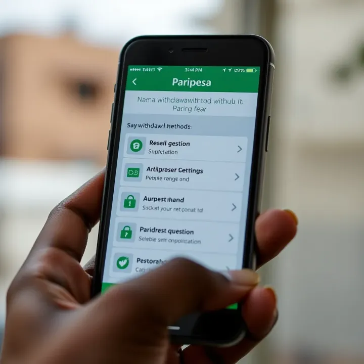 Screenshot of Paripesa withdrawal options on mobile device