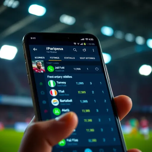 Mobile phone screen displaying live football match scores and detailed statistics