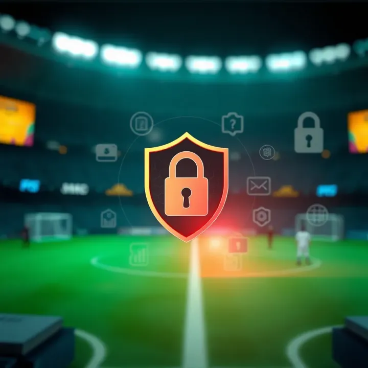 Graphic representation of secure online betting with digital security icons