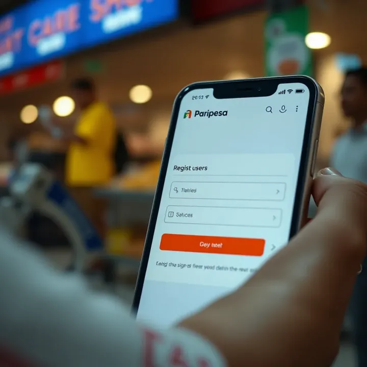 Mobile screen showing registration form for new users on Old Paripesa shop