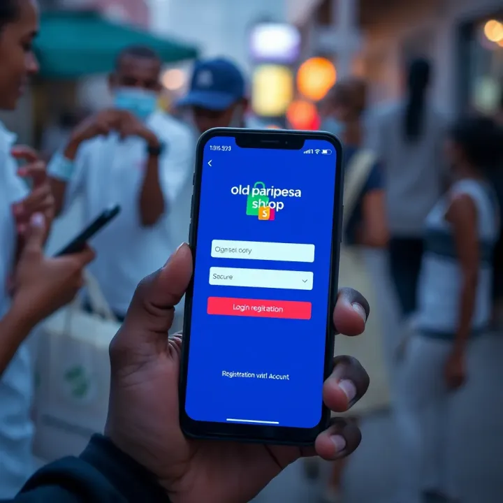 Secure login screen of Old Paripesa Shop app emphasizing registration and account safety