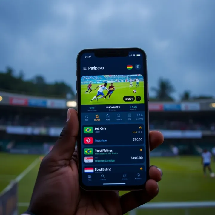 Mobile phone displaying the Paripesa app interface with sports betting options