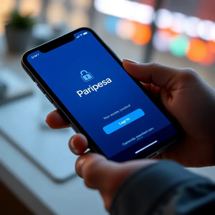 Paripesa App Secure Login Interface Mobile phone displaying the Paripesa app login screen with secure access features