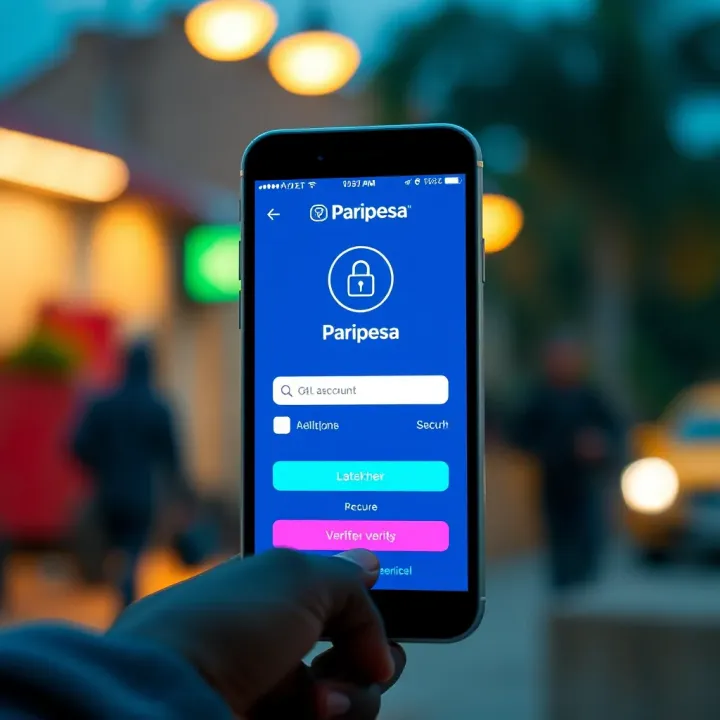 Secure login screen of Paripesa app with account verification elements