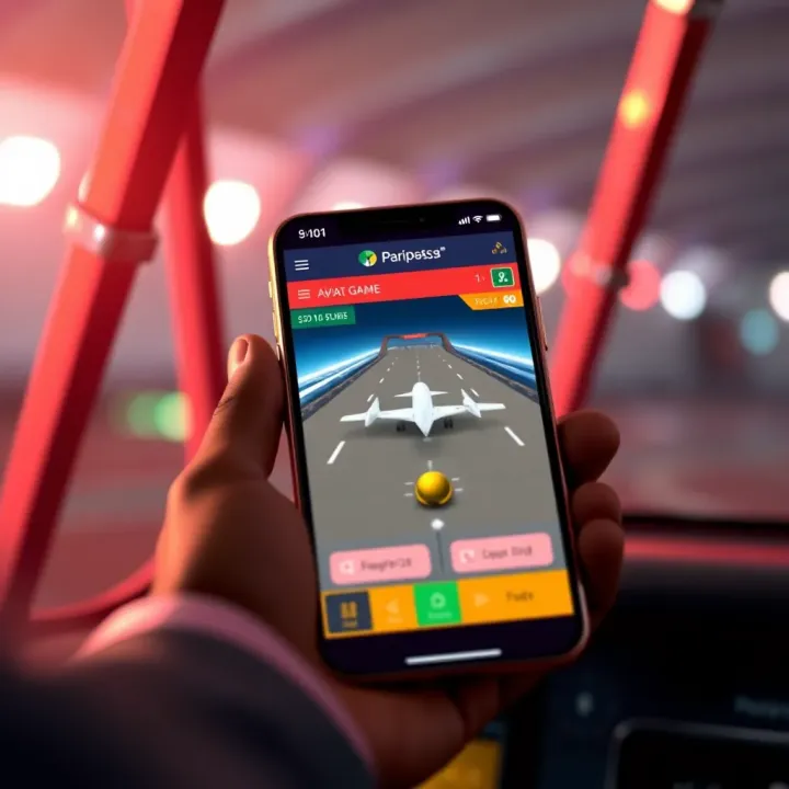 Screenshot displaying the Paripesa app interface with Aviator game in progress showing dynamic flight path and betting options