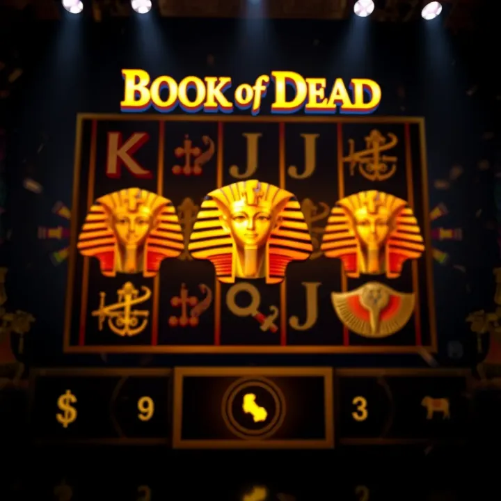 Book of Dead slot game interface showing reels with ancient Egyptian symbols on a dark background