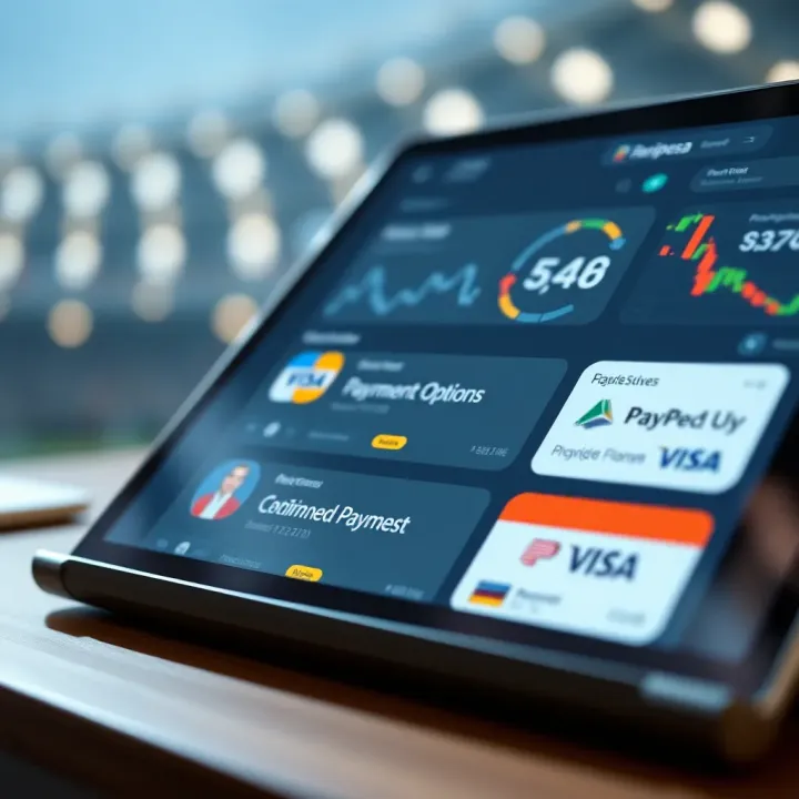 Visual representation of secure online payment methods and bonuses for sports betting