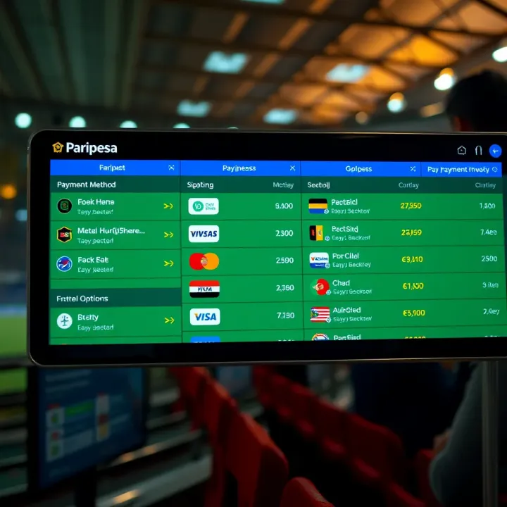 Display of various English Premier League betting options and payment methods on Paripesa