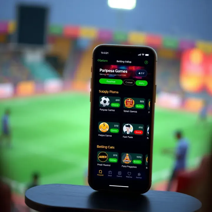 Mobile phone displaying Paripesa Games app interface with various betting options