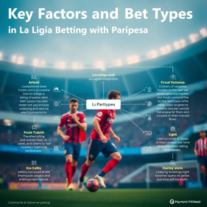 Key Factors and Bet Types in La Liga Betting with Paripesa Diagram illustrating popular bet types and influencing factors in La Liga football betting