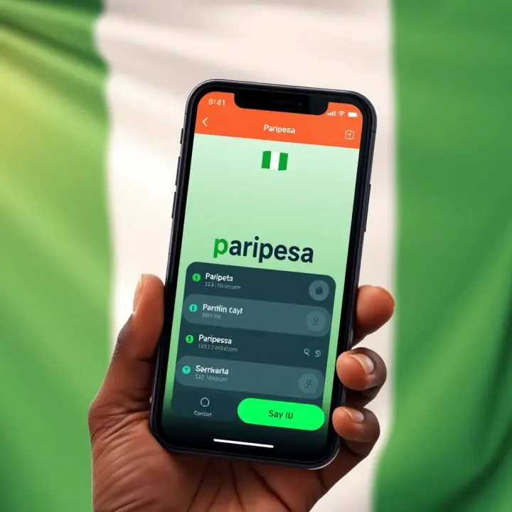 Mobile phone displaying Paripesa betting platform interface with Nigeria flag background