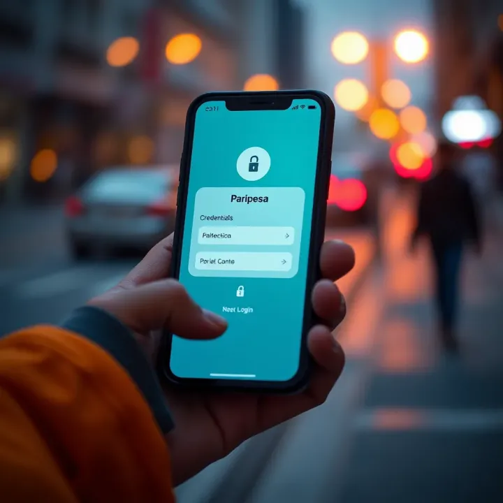 Secure login screen on a smartphone showcasing Paripesa platform credentials input