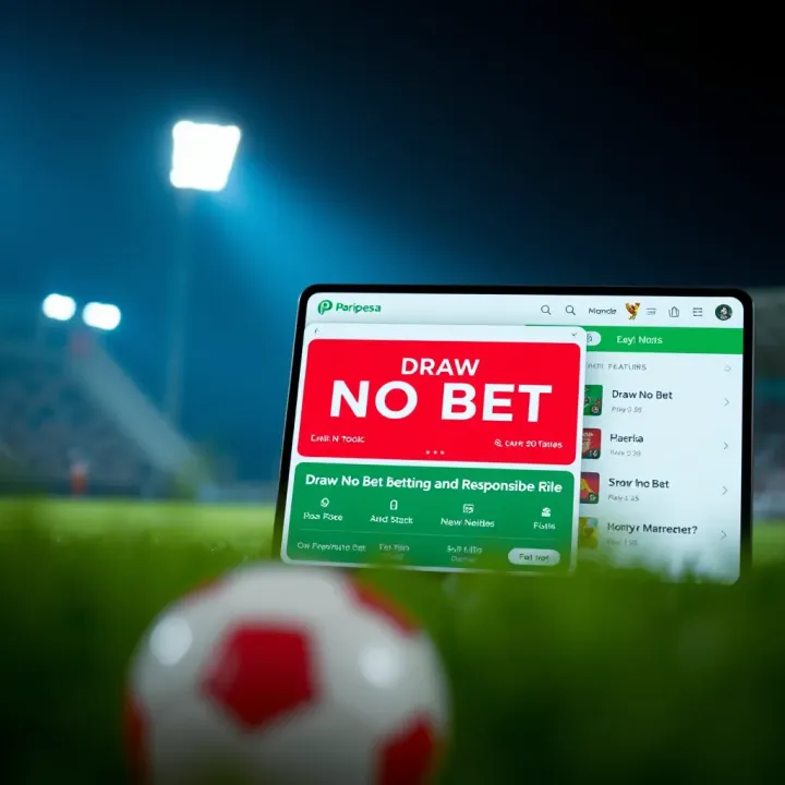 Screenshot of Paripesa betting platform highlighting Draw No Bet option and responsible betting features
