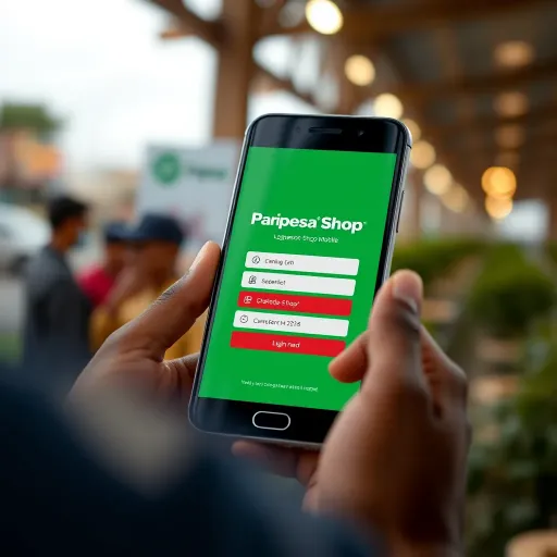 User interface displaying Paripesa Shop mobile login screen on a smartphone