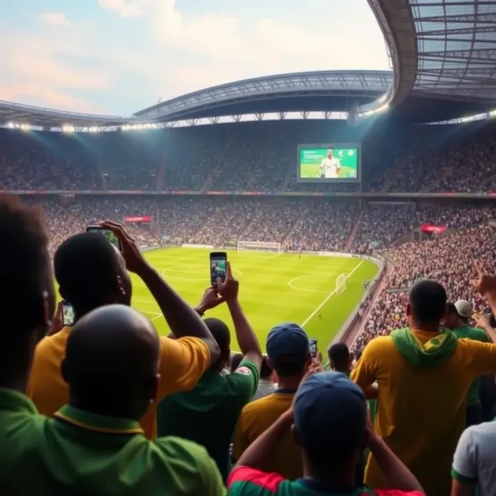 A stadium filled with fans watching a live soccer match, highlighting the excitement of sports betting