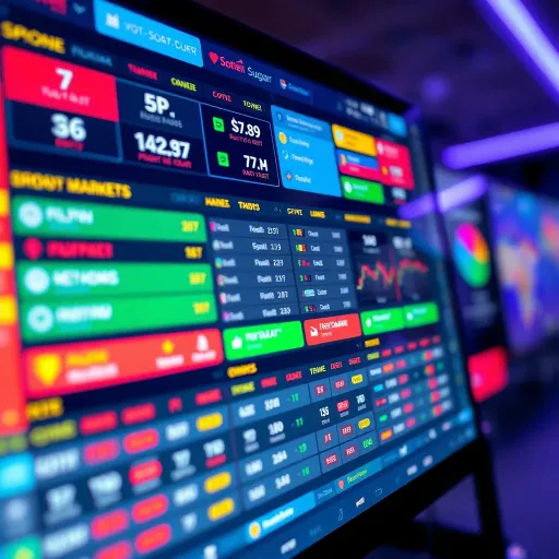 Colorful digital dashboard showing various betting markets and odds on Paripesa Sugar Rush platform
