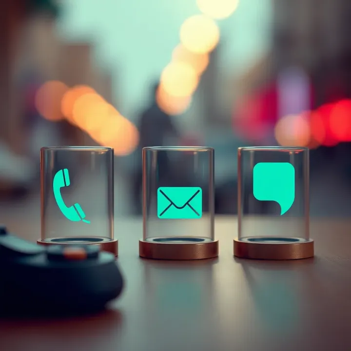Collection of communication icons representing phone, email, and chat for Paripesa support contact options