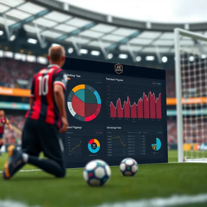 Graphical representation of strategic sports betting with charts and football icons