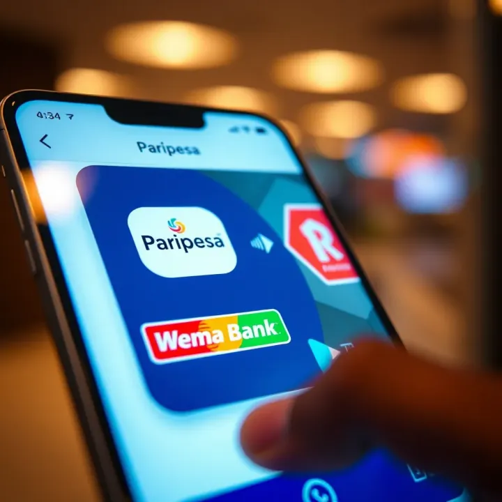 Secure digital payment transaction interface showing Paripesa and Wema Bank logos