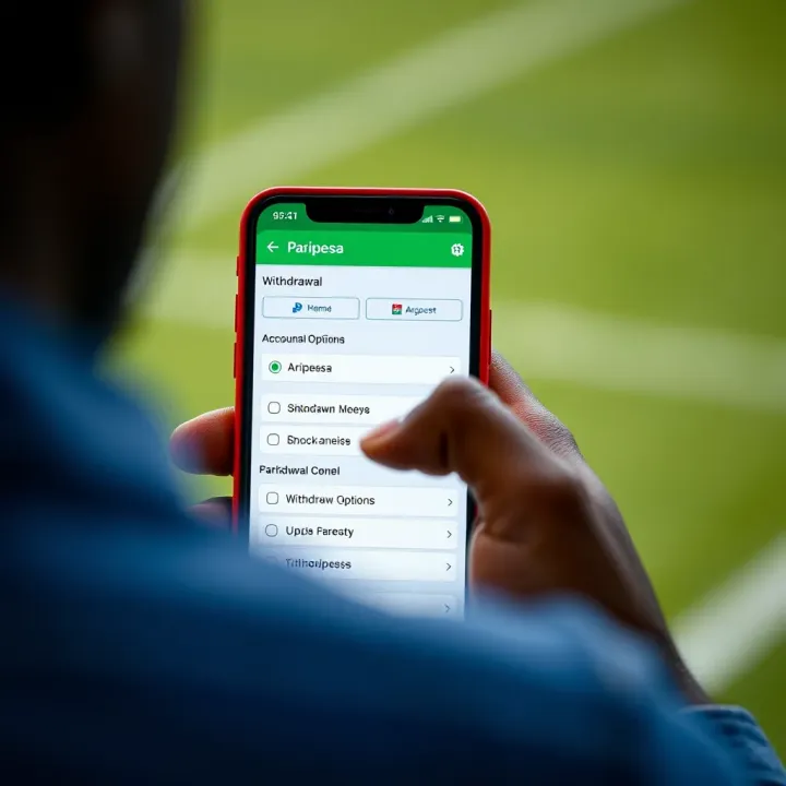 User accessing Paripesa betting account on smartphone showing withdrawal options screen
