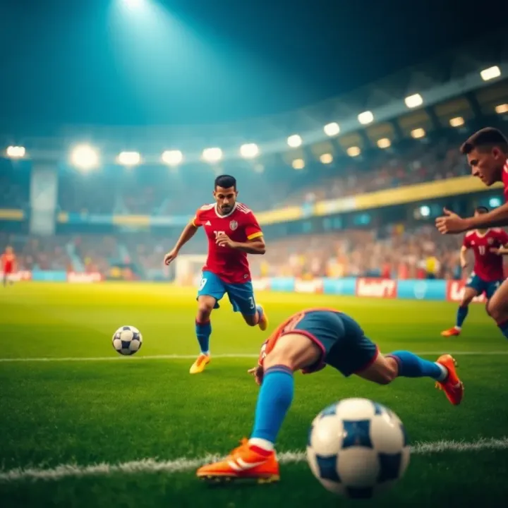 Key Match Highlights and Betting Insights Dynamic illustration of football match highlights with vibrant team colors