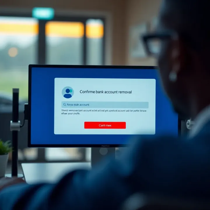 Confirmation screen showing removal of a bank account from Paripesa profile