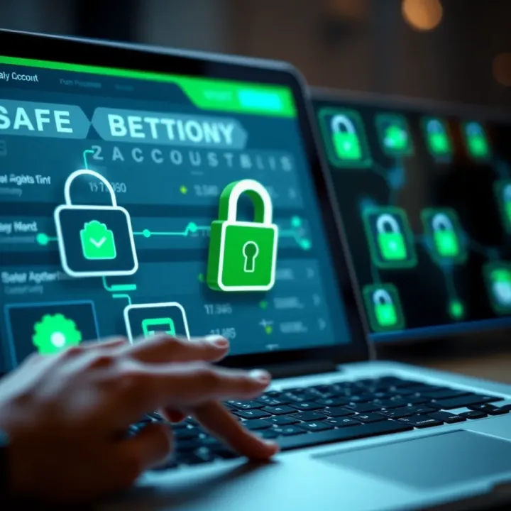 Visual representation of securing an online betting account with digital security icons