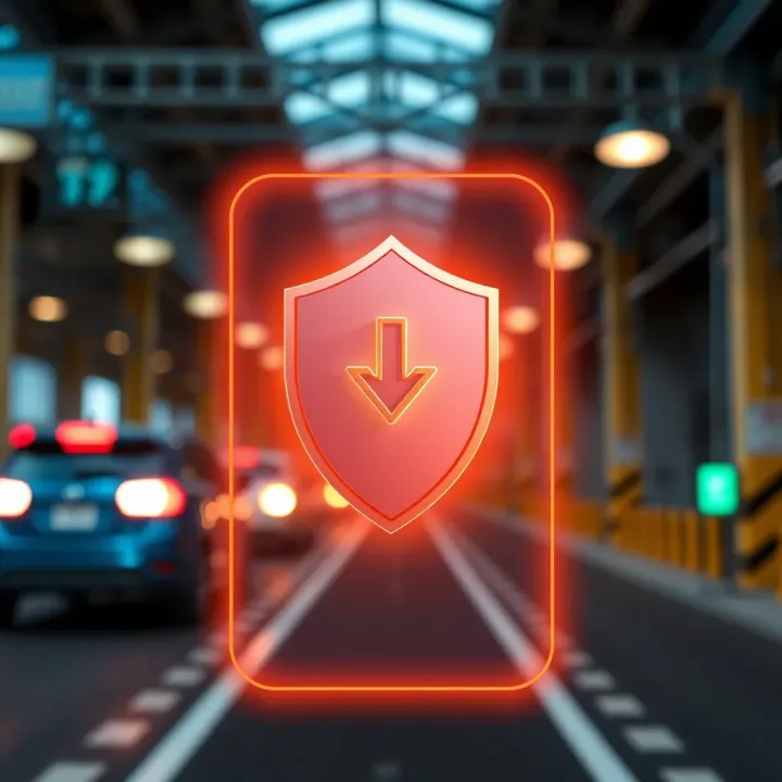 Illustration of secure mobile download showing shield symbol and download arrow