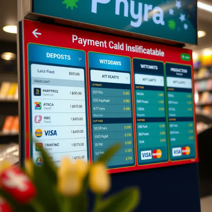 Various payment options displayed for transactions on a betting platform