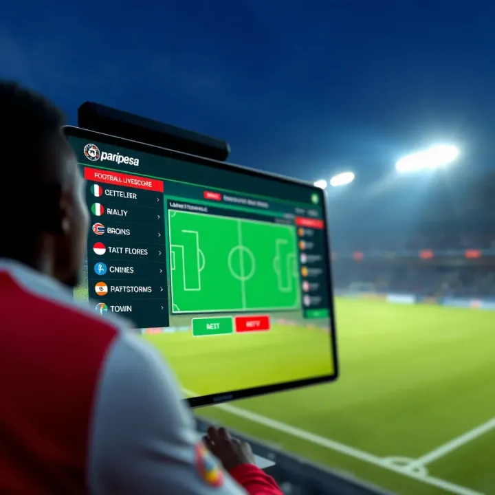 Live football match score displayed on a digital platform with dynamic updates