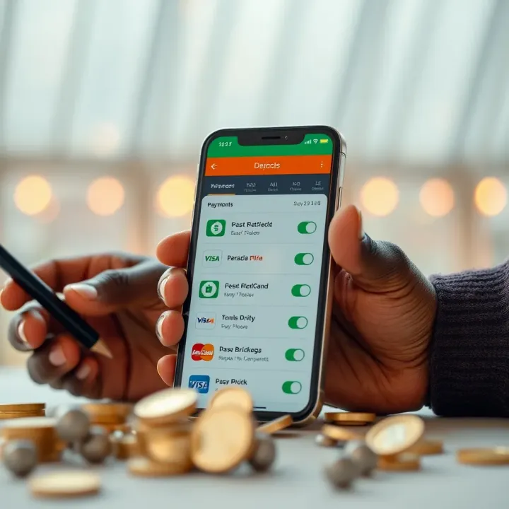 Local Payment Methods for Naira Sports Betting in Nigeria Mobile phone showing various Nigerian payment options for depositing funds into a sports betting account