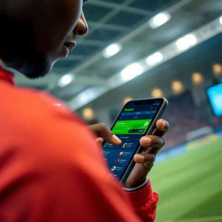 User interacting with digital sports betting platform on a mobile device