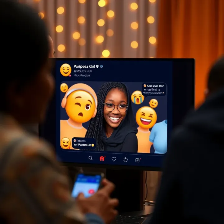 Digital illustration showing social media reactions with emojis and comments on a screen