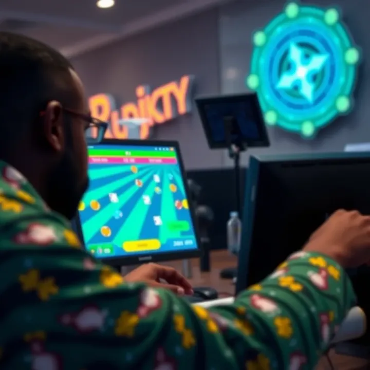 Nigerian Gambler Exploring Paripesa Lucky Jet Demo Illustration of Nigerian gambler engaging with online Lucky Jet demo game on computer