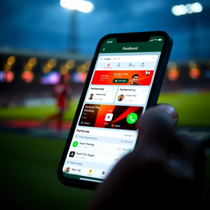 Mobile device displaying Paripesa Partner app interface with betting options and partnership dashboard