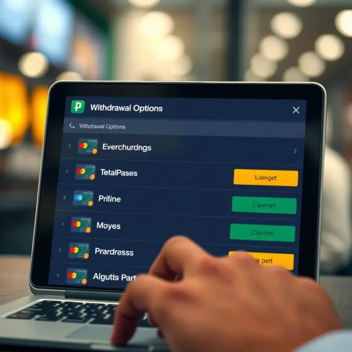Navigating Withdrawal Options on Paripesa Platform Digital interface showing withdrawal options on a betting platform